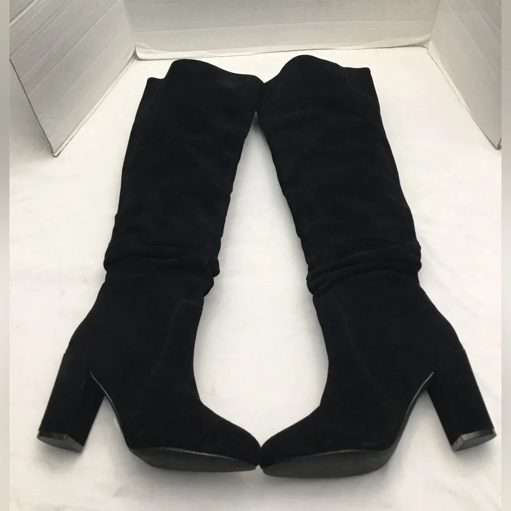 Steve Madden Elegant Black Over the Knee Boots with Sturdy Block Heel